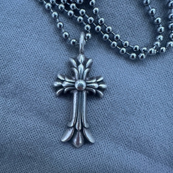 Chrome Hearts Silver Double Cross Pendant
